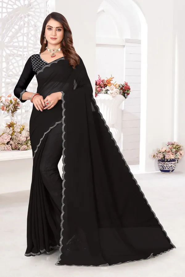 Black_Georgette_Embellished_Bollywood_Saree_For_Women