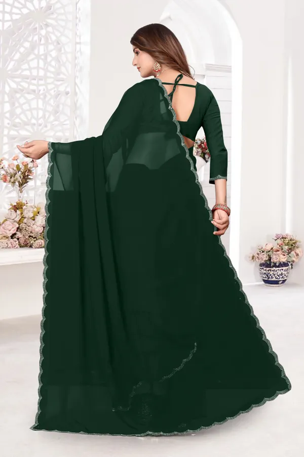 Dark_Green_Georgette_Embellished_Bollywood_Saree_For_Women