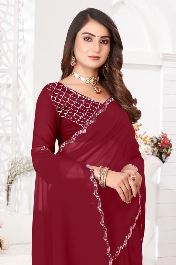 Maroon_Georgette_Embellished_Bollywood_Saree_For_Women