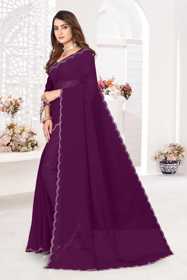 Maroon_Georgette_Embellished_Bollywood_Saree_For_Women