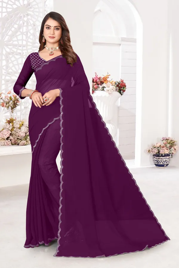 Maroon_Georgette_Embellished_Bollywood_Saree_For_Women