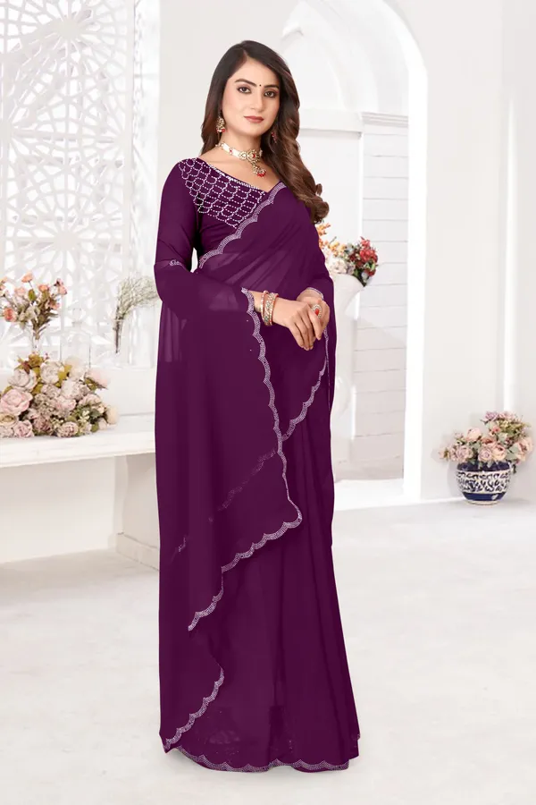 Maroon_Georgette_Embellished_Bollywood_Saree_For_Women