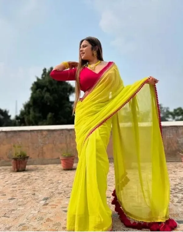 Green_Georgette_Printed_Daily_Wear_Saree_For_Women