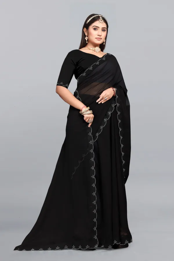 Black_Georgette_Embellished_Bollywood_Saree_For_Women