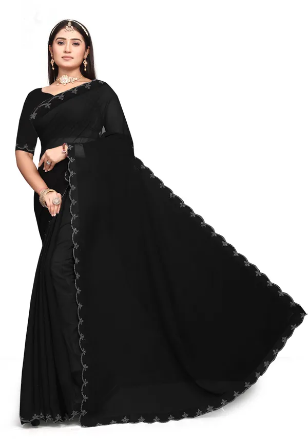 Black_Georgette_Embellished_Bollywood_Saree_For_Women