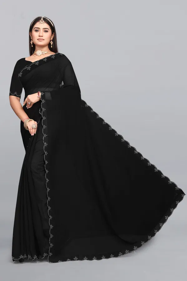 Black_Georgette_Embellished_Bollywood_Saree_For_Women