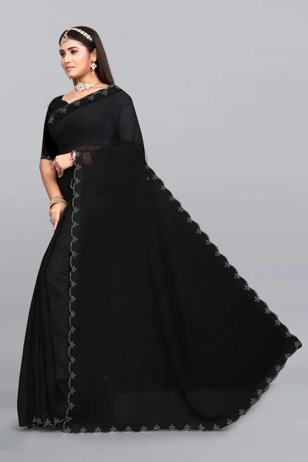 Black_Georgette_Embellished_Bollywood_Saree_For_Women