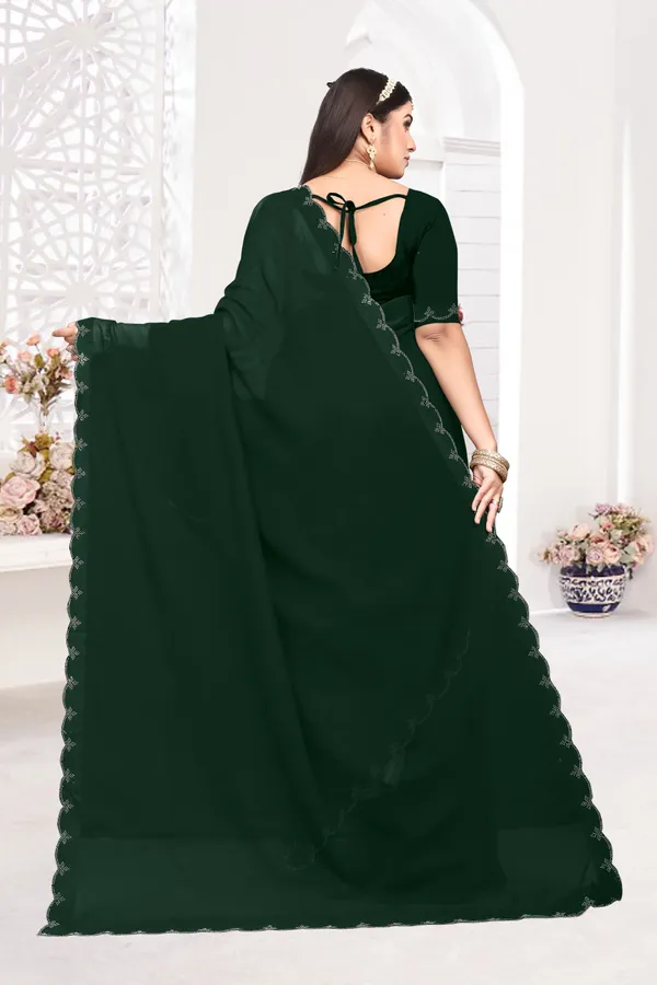 Dark_Green_Georgette_Embellished_Bollywood_Saree_For_Women