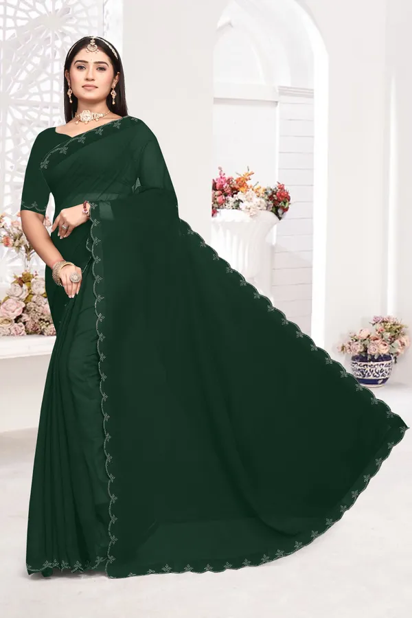 Dark_Green_Georgette_Embellished_Bollywood_Saree_For_Women