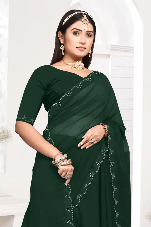 Dark_Green_Georgette_Embellished_Bollywood_Saree_For_Women