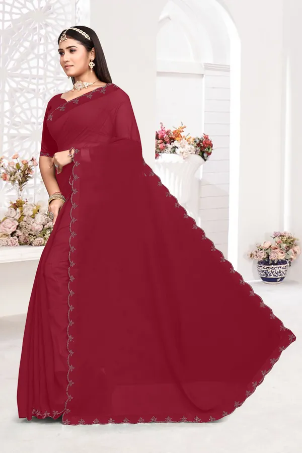 Maroon_Georgette_Embellished_Bollywood_Saree_For_Women