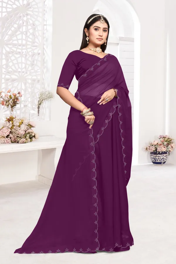 Maroon_Georgette_Embellished_Bollywood_Saree_For_Women