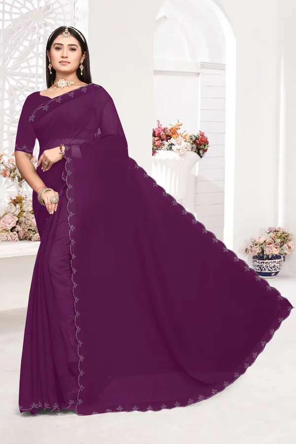 Maroon_Georgette_Embellished_Bollywood_Saree_For_Women