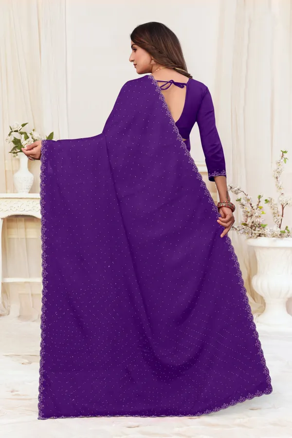 Dark_Blue_Chiffon_Solid/Plain_Daily_Wear_Saree_For_Women
