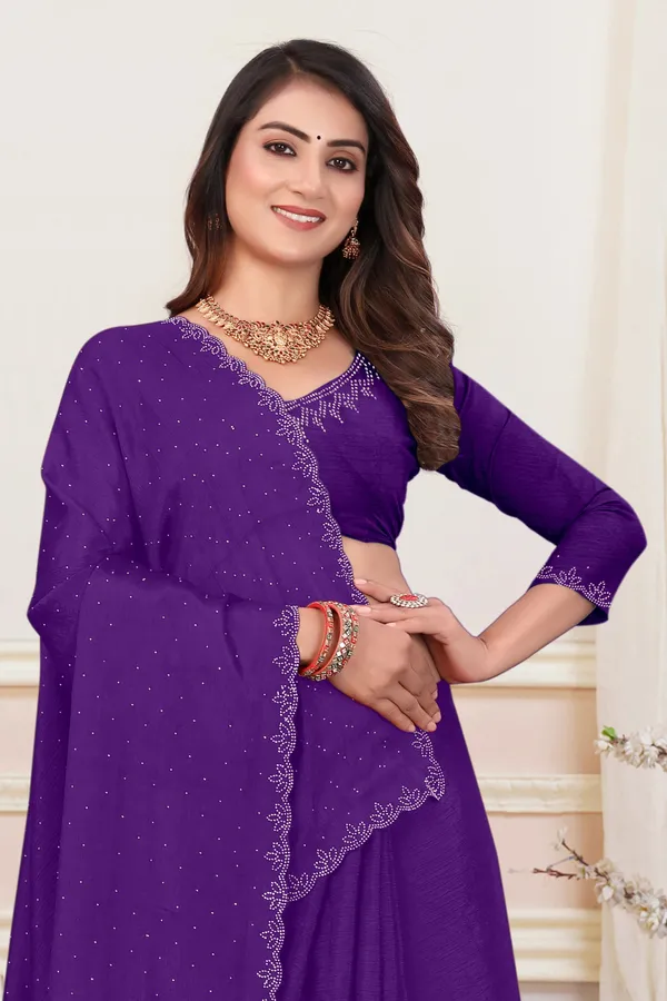 Dark_Blue_Chiffon_Solid/Plain_Daily_Wear_Saree_For_Women