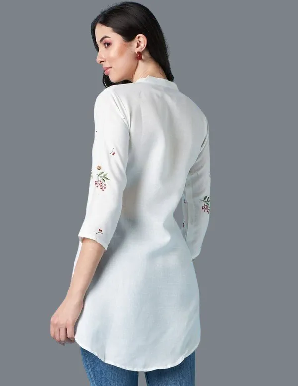 White_Cotton_Blend_Embroidered_Mandarin_Collar_Top_For_Women