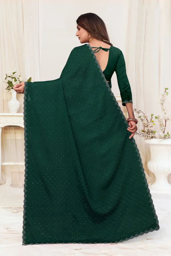 Dark_Green_Chiffon_Embellished_Daily_Wear_Saree_For_Women