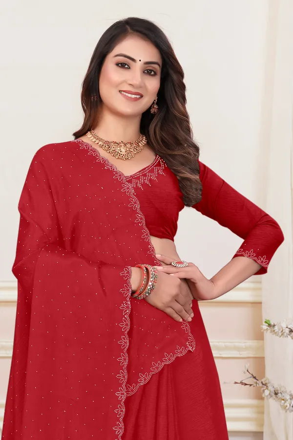Red_Chiffon_Embellished_Daily_Wear_Saree_For_Women