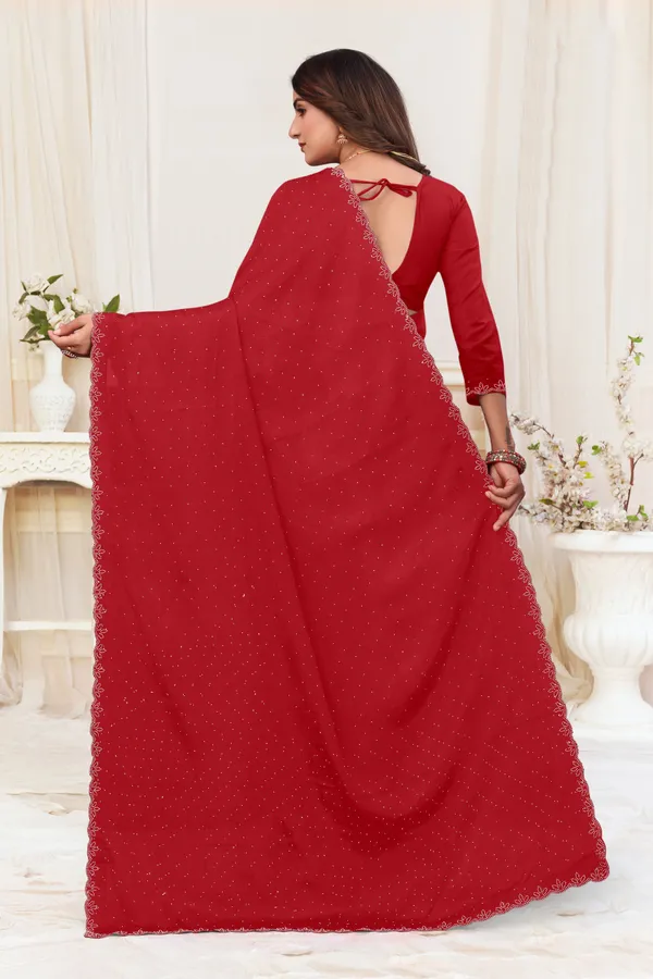 Red_Chiffon_Embellished_Daily_Wear_Saree_For_Women