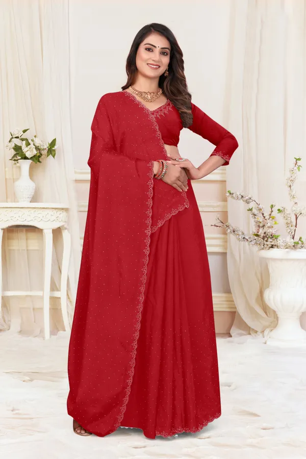 Red_Chiffon_Embellished_Daily_Wear_Saree_For_Women