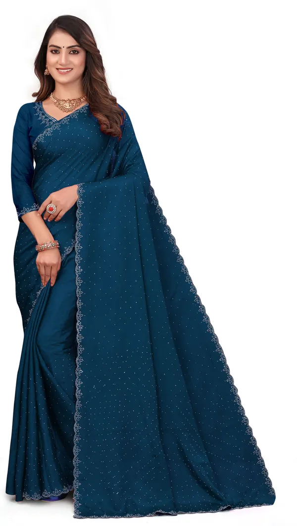 Blue_Chiffon_Embellished_Daily_Wear_Saree_For_Women