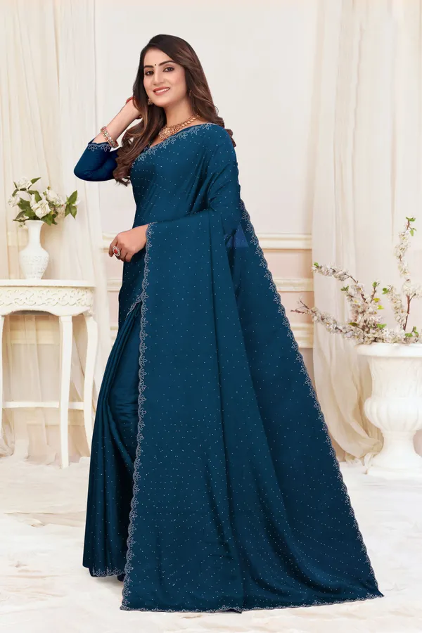 Blue_Chiffon_Embellished_Daily_Wear_Saree_For_Women