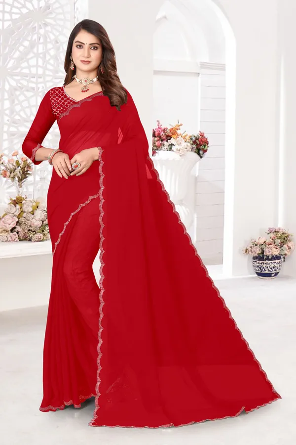 Red_Georgette_Embellished_Daily_Wear_Saree_For_Women