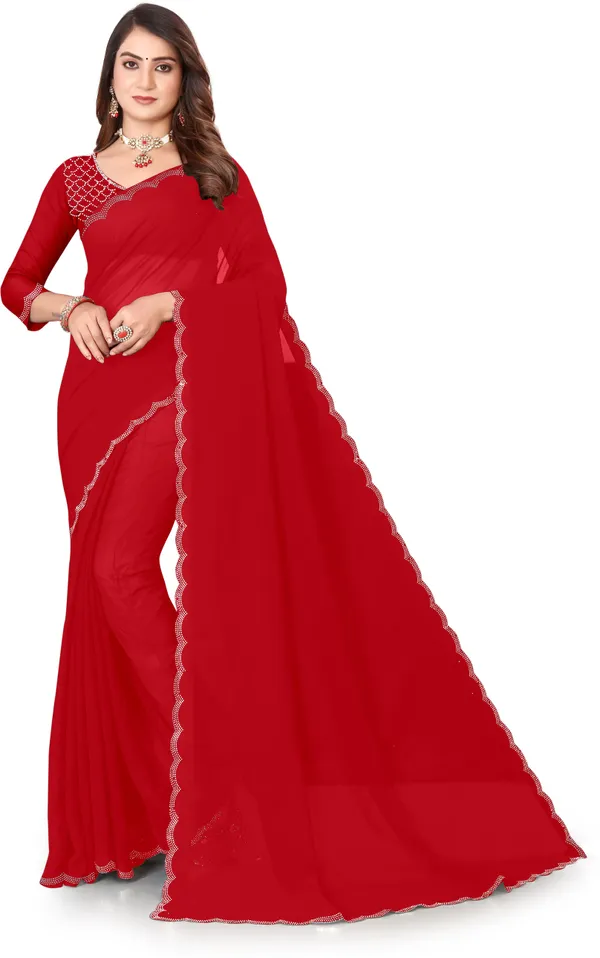 Red_Georgette_Embellished_Daily_Wear_Saree_For_Women
