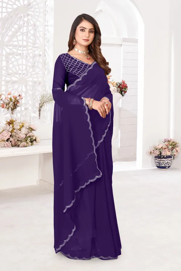 Purple_Georgette_Embellished_Daily_Wear_Saree_For_Women