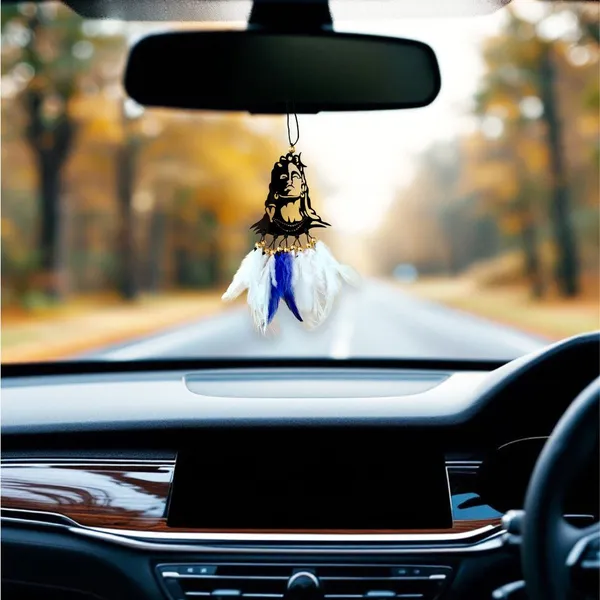 Adiyogi_White_Blue_Car_Hanging_Ornament_(Pack_Of_1)