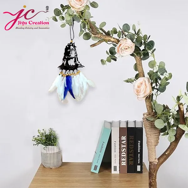 Adiyogi_White_Blue_Car_Hanging_Ornament_(Pack_Of_1)