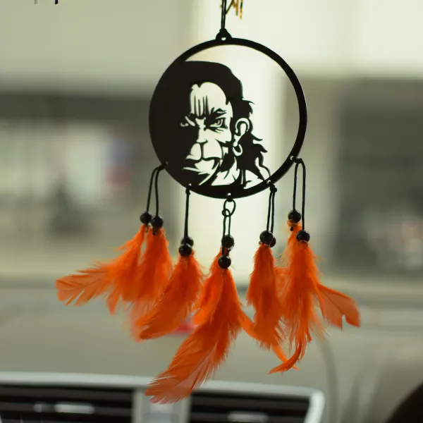 Dream_Catcher_Car_Hanging_Emblem_Wall_Hanging_Hanuman_Decorative_Showpiece_-_13_Cm_(Wood,_Black)