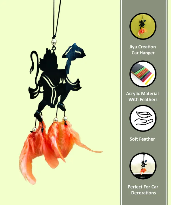 Dream_Catcher,_Small_Car_Hanger_With_Flying_Hanuman_Orange_Feather_Car_Hanging_Ornament_(Pack_Of_1)