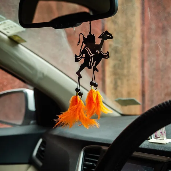 Dream_Catcher,_Small_Car_Hanger_With_Flying_Hanuman_Orange_Feather_Car_Hanging_Ornament_(Pack_Of_1)
