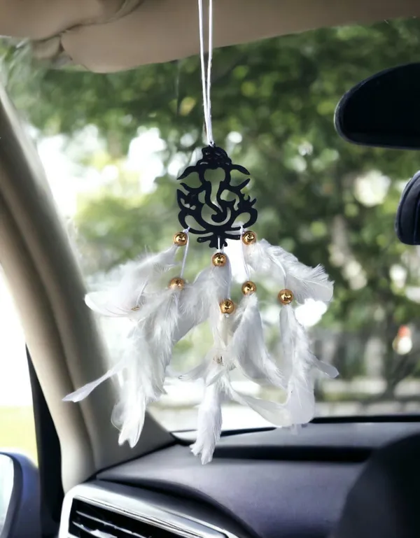 New_Black_Ganesha_White_Car_Hanging_Ornament_(Pack_Of_1)