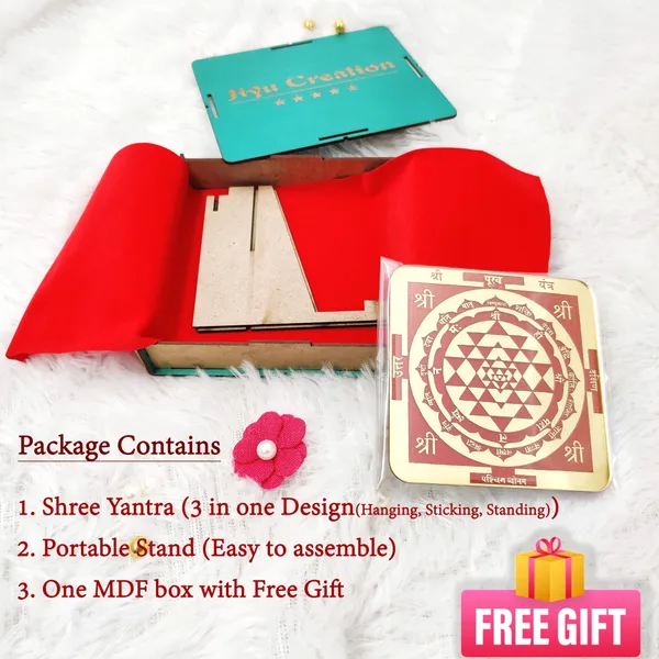 Golden_Sri_Yantra_Vastu_Shastra_|_3_In_1_(Table_Top,_Hanging_And_Sticking)_Decorative_Showpiece_-_8.5_Cm_(Fiber,_Wood,_Gold,_Red)