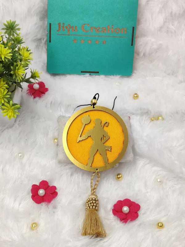 Golden_Hanuman_With_Yellow_Theme_Car_Hanger_/_Car_Dream_Catcher_/_3D_Design_Car_Hanging_Ornament_(Pack_Of_1)