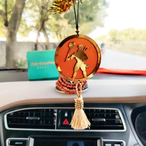 Golden_Hanuman_With_Yellow_Theme_Car_Hanger_/_Car_Dream_Catcher_/_3D_Design_Car_Hanging_Ornament_(Pack_Of_1)