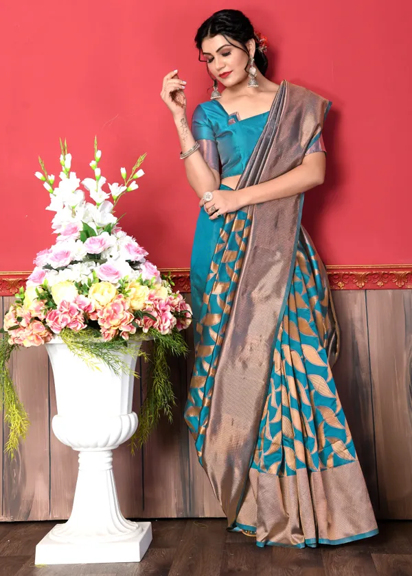 Rama_Banarasi_Silk_Saree_with_Keri_Weaving_&_Traditional_Broad_Border