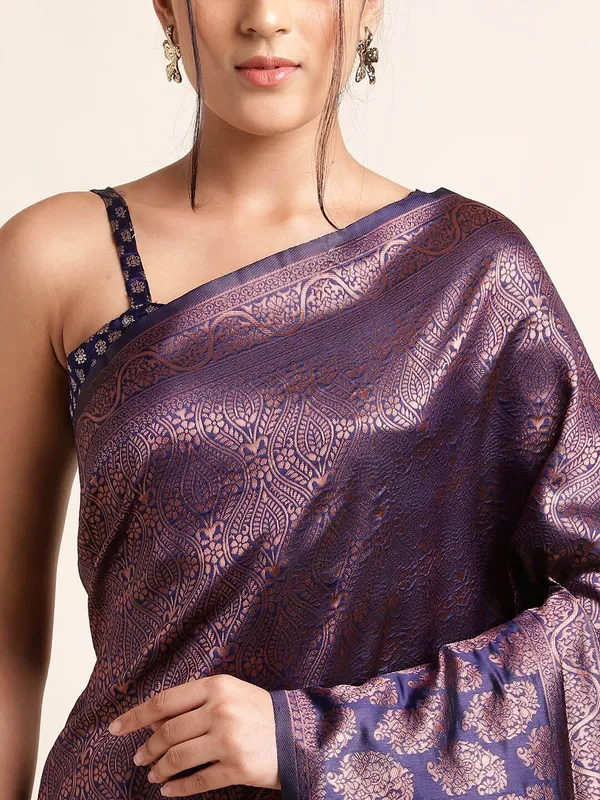 Navy_Blue_&_Wine_Banarasi_Silk_Saree_with_Zari_Floral_Buttas_&_Intricate_Woven_Pallu