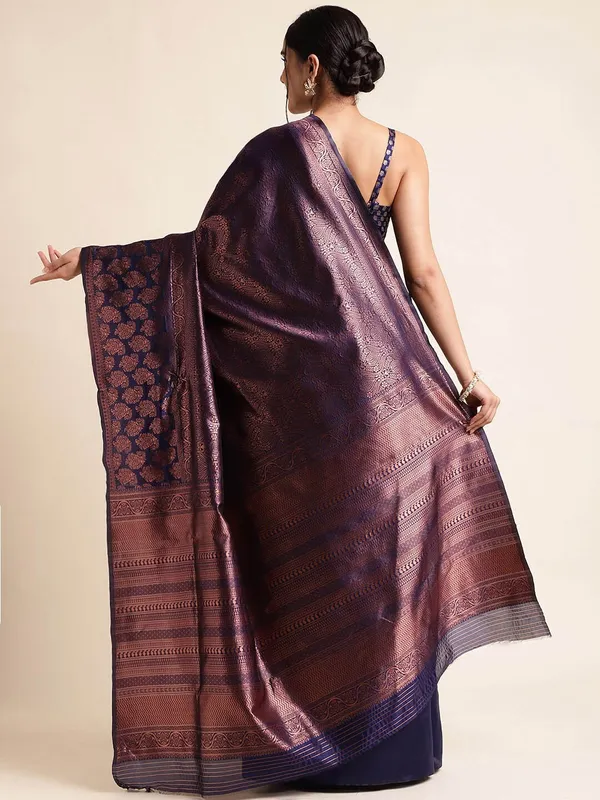 Navy_Blue_&_Wine_Banarasi_Silk_Saree_with_Zari_Floral_Buttas_&_Intricate_Woven_Pallu