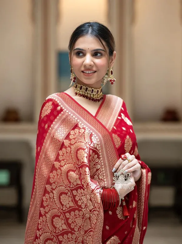 Red_Banarasi_Silk_Saree_with_Golden_Zari_Buttas_&_Intricate_Woven_Border