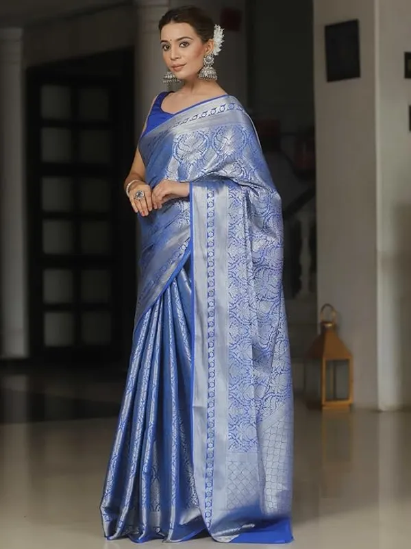 Sky_Blue_Banarasi_Silk_Saree_with_Silver_Zari_Floral_Weaving_and_Contrast_Border