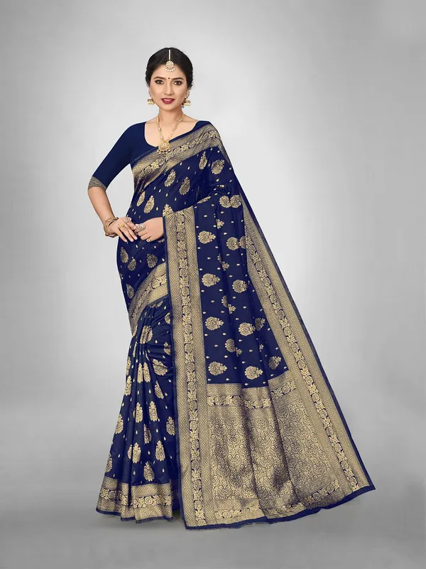 Blue_Banarasi_Silk_Saree_with_Golden_Zari_Butta_and_Rich_Pallu_Work