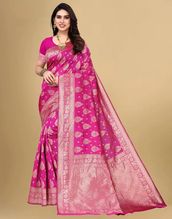 Pink_Banarasi_Silk_Saree_with_Golden_Zari_Butta_and_Rich_Pallu_Work