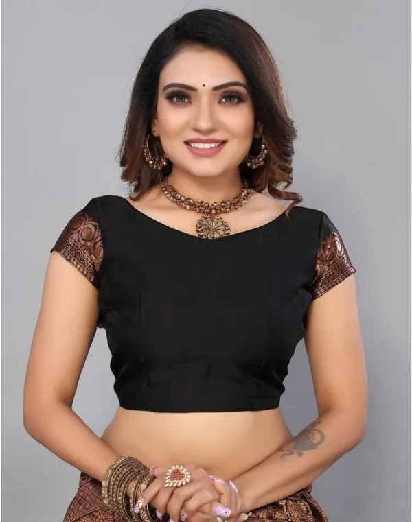 Black_Banarasi_Silk_Saree_with_Copper_Zari_Buttas_&_Rich_Woven_Border