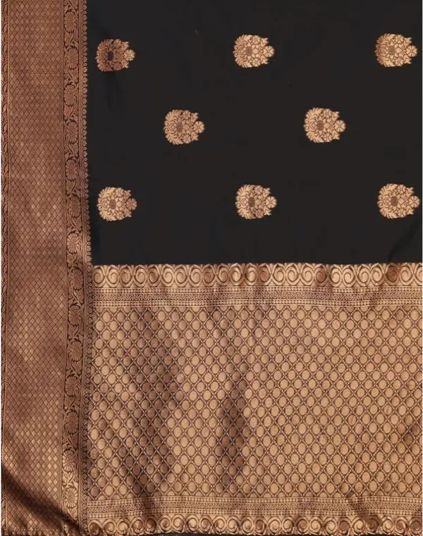 Black_Banarasi_Silk_Saree_with_Copper_Zari_Buttas_&_Rich_Woven_Border