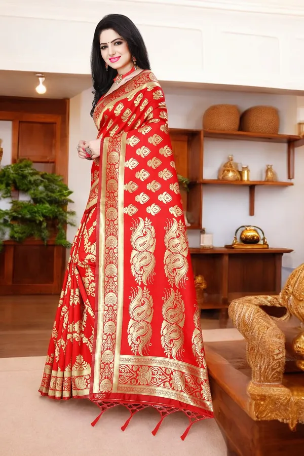 Red_Banarasi_Silk_Saree_with_Golden_Zari_Floral_Weaving_&_Traditional_Rich_Pallu
