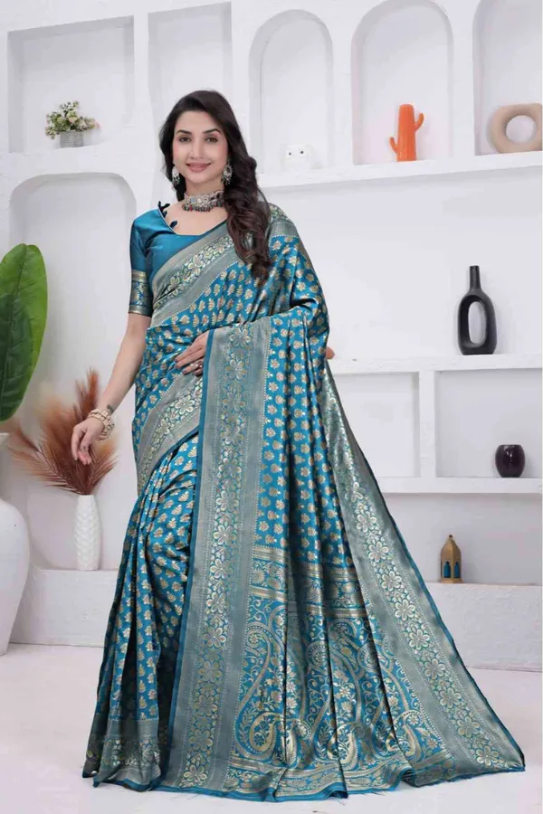 Firoji_Banarasi_Soft_Silk_Saree_for_Women_with_Rich_Zari_Jacquard_Weaving_(Art_Silk)_|_Traditional_Wedding_&_Festive_Wear_-_Blouse_Piece_Included