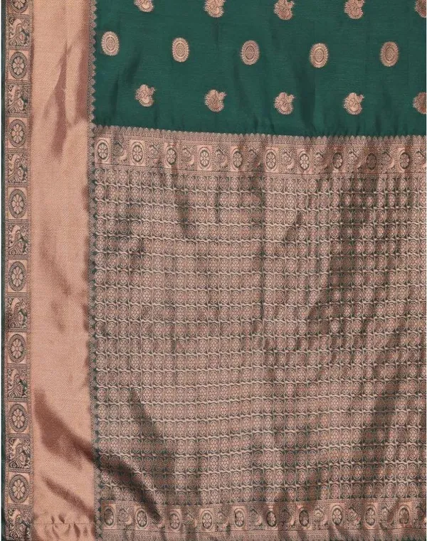 Green_Banarasi_Silk_Saree_with_Kukdo_Weaving_&_Traditional_Broad_Border